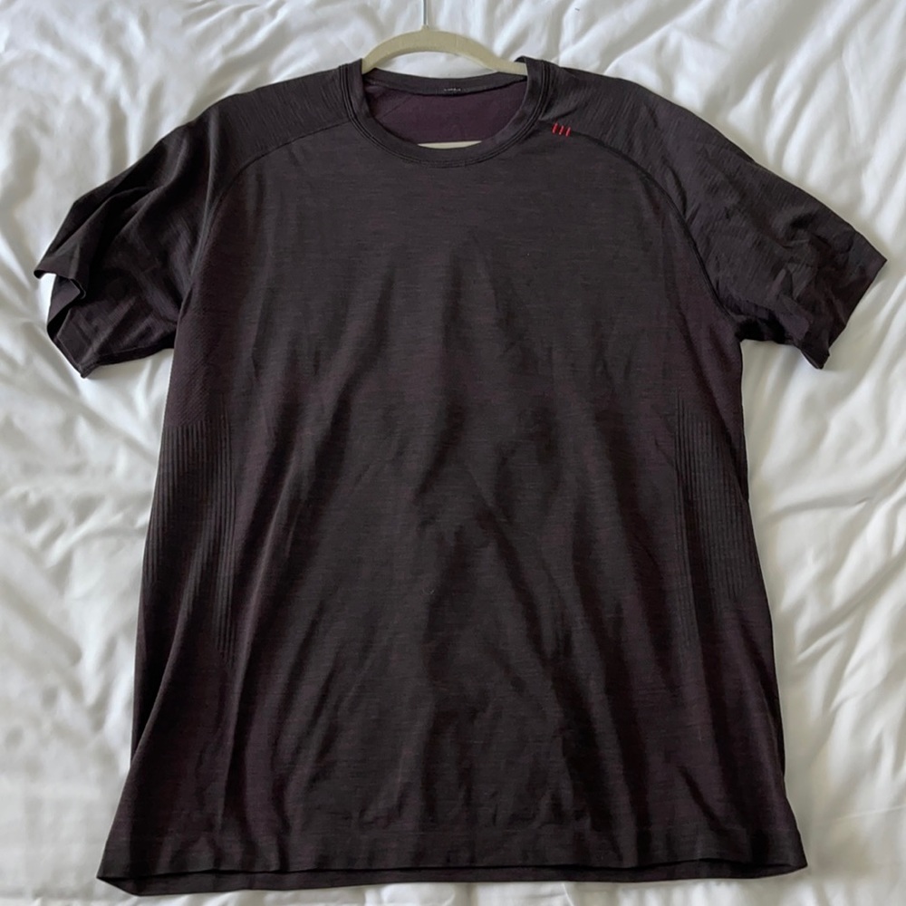 dark purple heathered Lululemon athletic shirt